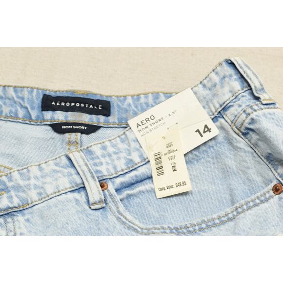 NEW AEROPOSTALE Women's Blue Distressed Mom Shorts Regular Size 14 - Picture 8 of 8